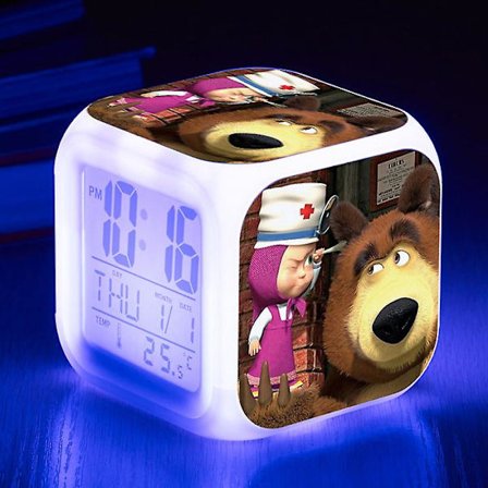 Masha And The Bear Alarm Clock Led Night Light Style H