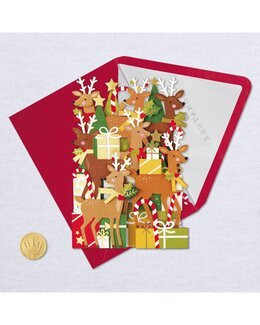 3D Julkort Renar - Jul - Ateljé Margaretha