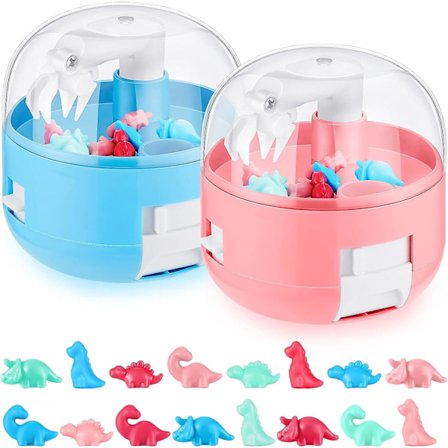 2 set mini klo maskin med dinosaurie mini plysch leksak liten klo maskin dinosaurie tema födelsedagspresenter spel (blå, rosa)