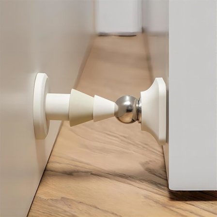 Magnetisk Dørstopper Dørstopper Uden Boring Magnetisk Dørstopper Gulv Stille og Uden Huller til Brug på Alle Typer Døre og Vinduer (Hvid)