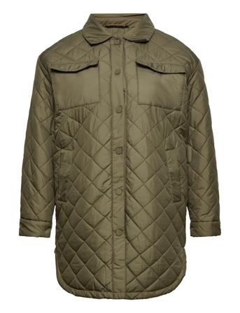 Carnewtanzia Long Quilted Shacket Cc Otw Quiltet Jakke Khakigrønn ONLY Carmakoma