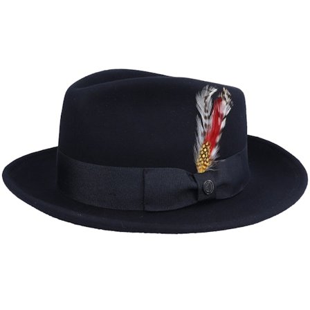 Jaxon & James - Zwart fedora Hoed - Crushable C-Crown Black Fedora @ Hatstore