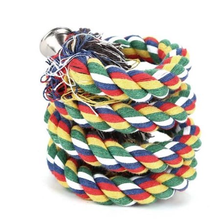 Kæledyrsfuglelegetøj Papegøje Bomuldsreb Tyggestang Spiral Bur Stand 100*1,7 cm