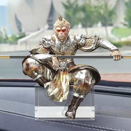 Sort Myte Wukong Bil Dekorationer Kunst Relievo, Wukong Actionfigur Abe Figuriner Monkey King Dekor
