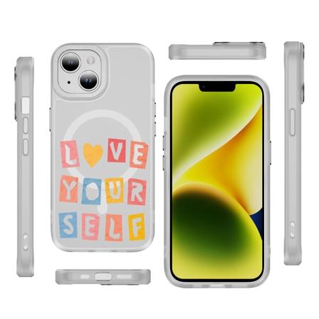 Creative Painted Pattern Frosted Magsafe Magnetic Phone Case Lämplig för Iphone 15 Case och andra modeller Style B Transparent Ypcx0196
