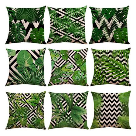 Set med 9 putetrekk 45x45cm Grønt lin putevar for Deco