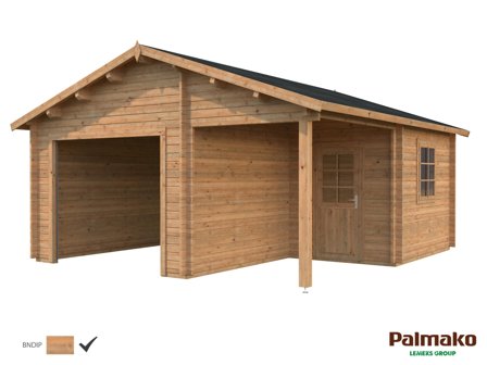 Palmako Roger Garage 28,1 m²/inv. 21,9+5,2 m², utan port brun, impr., Stugor & förråd
