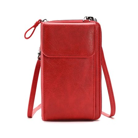 Clutch Plånbok Crossbody Läderväska RÖD