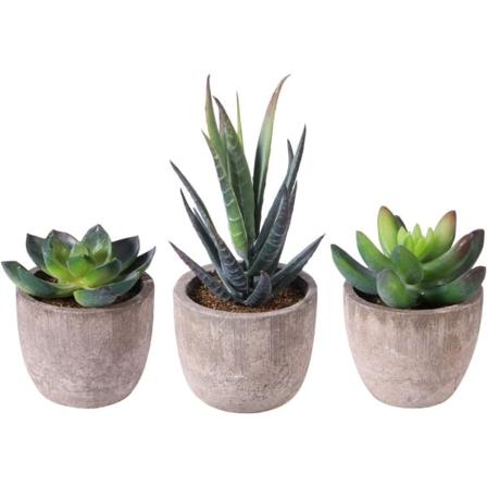 3 stk. Kunstige sukkulenter/kaktus/simulerte kaktuspotteplanter Hjem Bonsai Dekor Hage Grønt