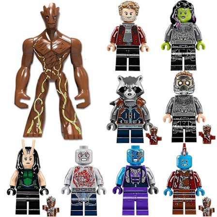 9 st Guardians Of The Galaxy Minifigurer Byggklossleksaker, Star-Lord Groot Yondu Gamora Rocket Raccoon Nebula