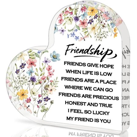 Ystävyys Akryyli Sydänlaatta - Paras Ystävän Syntymäpäivälahja Hänelle, Sisko Työkaveri, Kiitospäivä & Piristys Akryyli Koristeellinen Kyltti Muisto