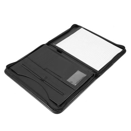 PU Læder Mappe A4 Konference Mappe med Lynlås