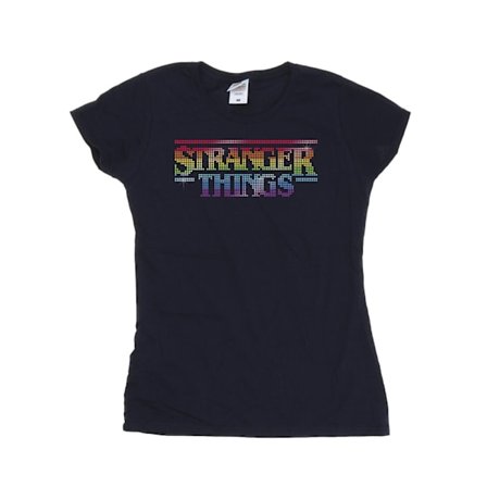 Netflix Dam/Kvinnor Stranger Things Rainbow Dot Logo Bomull T-shirt