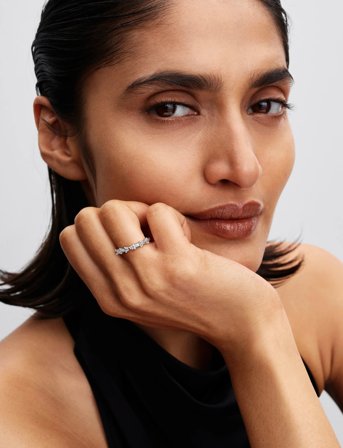 Pandora Bow Sterling Silver Ring With Clear Cubic Zirconia - Silver - 60