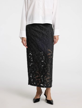 Selected Slfpandora Hw Ankle Slit Skirt B - Black - 40