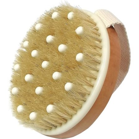 Tørrbørste for kropp, Naturlig børste for bad, Kroppsbørste for lymfedrenasje, Eksfoliering, Stimulerer blodsirkulasjonen