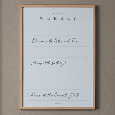 Plakat med Weekly Planner i 50x70 fra Gehalt — Stilren ugeplan