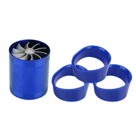 Aluminium Bilturbo Luftintag Turbonator Doppelventilator Turbine Super Charger Gas Spritsparer Turbo Blau
