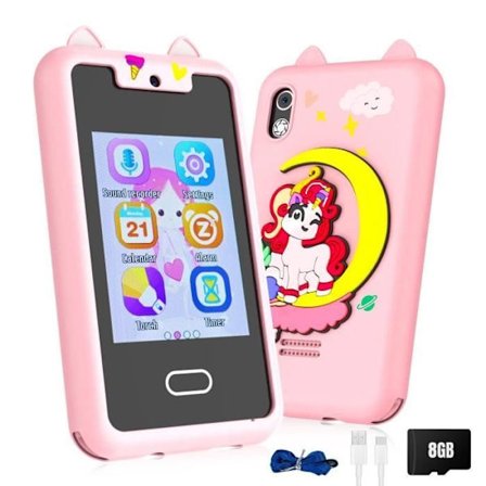 Mobiltelefonleker, komplett med læring og lek, egnet som gave til barn over 4 år - rosa