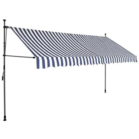 Vidaxl Markis Manuellt Infällbar Med Led 350 Cm Blå Och Vit Multifärg