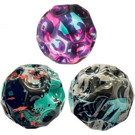 3 stk Hoppball, Unik Månedesign 66mm Stressball Leke for Barn i Alderen 3 4 5 6 7 8 9 10 11 12 år, De Beste Utendørsballene