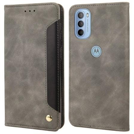 Motorola Moto G31 / G41 Fodral Flip Skin Touch Grå