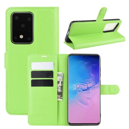 Samsung Galaxy S20 Ultra - Litchi Plånboksfodral - Grön Green Grön