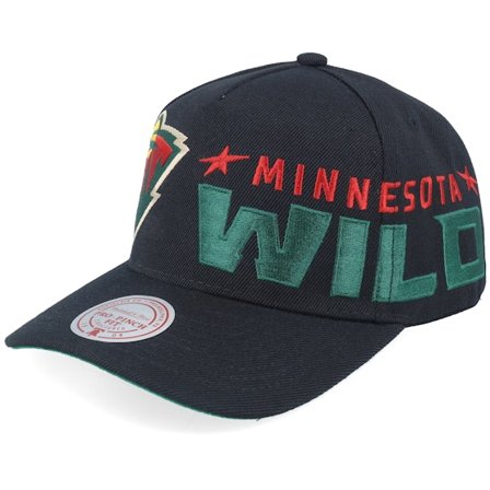 Mitchell & Ness - NHL Zwart adjustable Cap - Minnesota Wild Busted Pro Black A-Frame Adjustable @ Hatstore