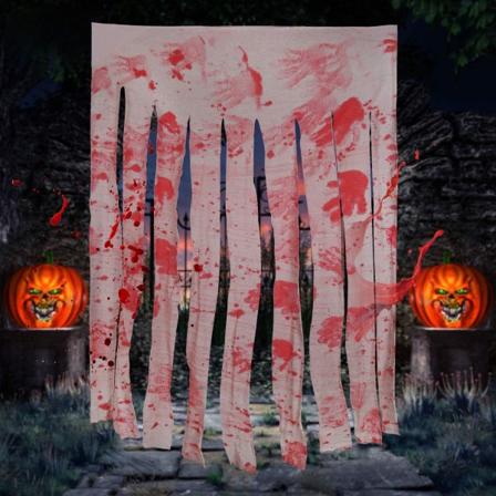 2-osainen Kostyymi Oven Verhokoriste Verisillä Kädenjäljillä Verinen Oviaukon Verhot Pelottava Kangas Kummitustalo Kauhu Koriste Halloween Juhliin