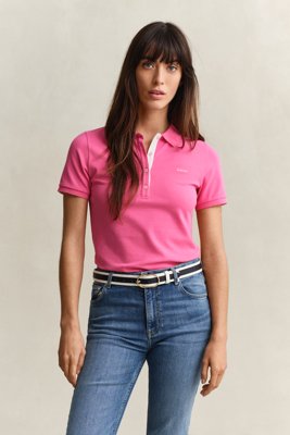 GANT - Kontrastfarget piké-poloskjorte til dame bright fuschia