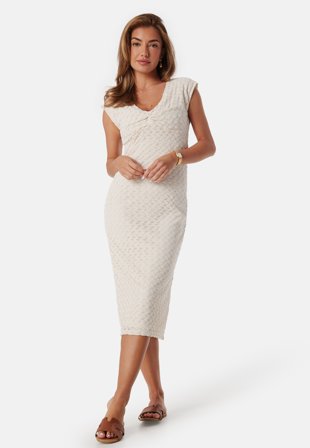 VILA Visolira V-Neck cap sleeve dress Eggnog Klær