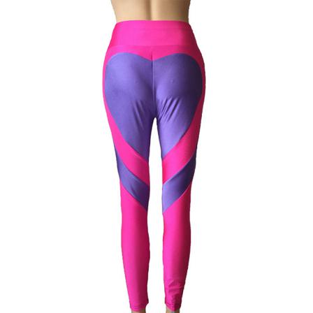 Kvinnor Color Block Byxor Love Heart Print Leggings