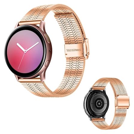Samsung Galaxy Watch 3 (45mm) / Watch (46mm) kiiltävä ruostumattomasta teräksestä valmistettu ranneke - Ruusukulta