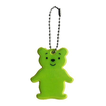 Turvallinen heijastava avaimenperä laukkuun reppuun riipus karhu koristeet heijastimet aikuisille lapsille yö turvallisuus hopea valkoinen