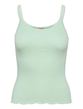 Cotton Top Regular W/ Lace Top Ærmeløs Top Grøn Barbara Kristoffersen By Rosemunde