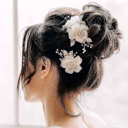 Brudhårsklämmor 2 st Blommor Bröllop Hårkammar Nålar Bröllop Håraccessoarer För Brud (guld)