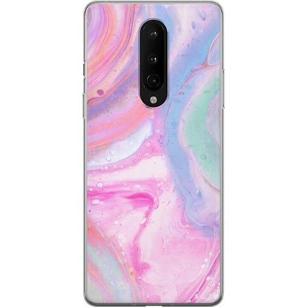 Yhteensopiva Puhelinkuori OnePlus OnePlus 8 Abstrakti pastellin värinen marmoritaide, jossa on nestemäinen akryyli vaikutus pinkissä, sinisessä ja
