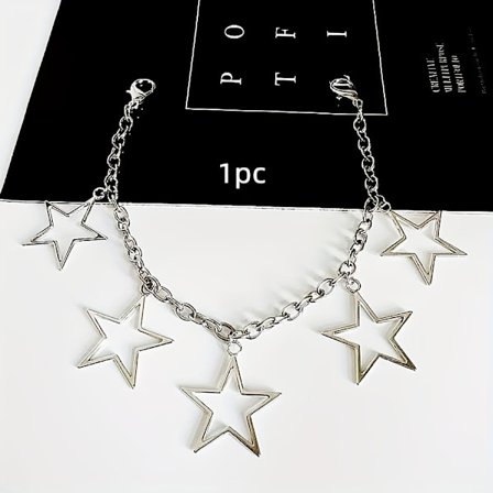 Utstanset Femtagget Stjerne Vintage Sølvfarget Anheng Metallsko Støvel Mote Kjede