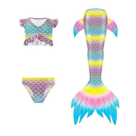 3 st Flickor Sjöjungfrusvans Baddräkt SetKompatibel med Barn - Ariel Cosplay Kostym & Strand Bikini