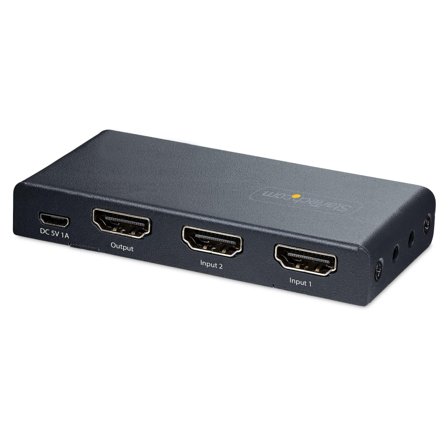 StarTech 2-Port 8K HDMI Switch, HDMI 2.1 Switcher 4K 120Hz/8K 60Hz UHD, HDR10+, HDMI Switch 2 In 1 Out, Auto/Manual Source Switching, Remote Control