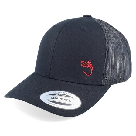 Skillfish - Schwarz trucker Cap - Red Fish Hook Logo Black Trucker @ Hatstore