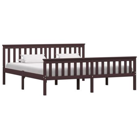 Vidaxl Sängram Med 2 Lådor Mörkbrun Massiv Furu 180x200 Cm Brun