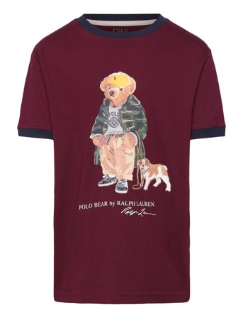 Polo Bear Cotton Ringer Tee Burgundy Ralph Lauren Kids