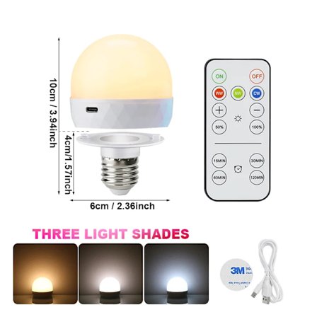 Ladattava LED-lamppu E27 USB 5V Magneettinen RC Himmennettävä Retkeilyvarusteet Juhliin kotiin LED-lamppu Huone Ampullit