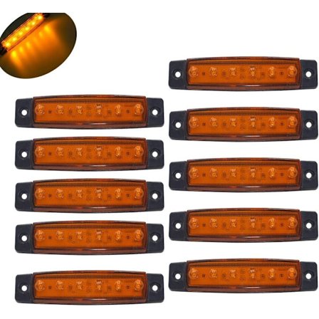 10-pakning 6 LED 3,8 tommers tilhenger blinklys for lastebiler, gule markeringslys, lastebilhytte baklys (gul)