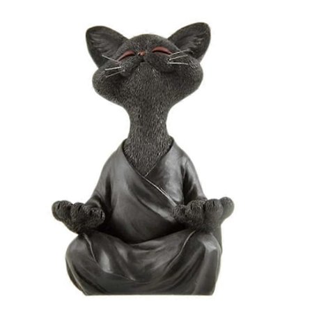 Lekfull Buddha Katt Mediterande Yoga Pose Kattfigurer Heminredning Konstskulpturer Skrivbordsdekoration