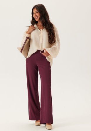 BUBBLEROOM Odelle Wide High Waist Pants Burgundy 40