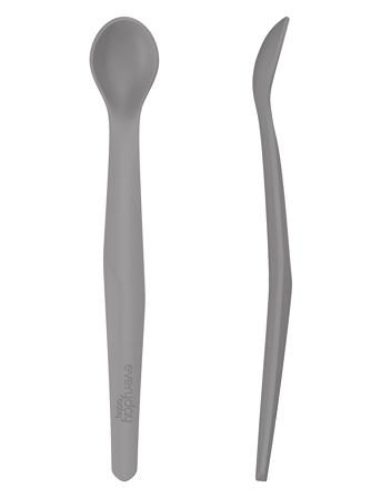 Silic Baby Spoon Quiet Grey Home Meal Time Cutlery Grå Everyday Baby*Betinget Tilbud