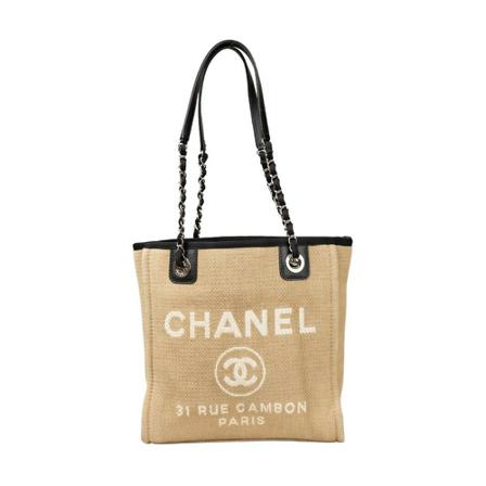 Chanel Vintage, Pre-owned Tote Bags Beige, Dames, Maat:ONE Size,Canvas