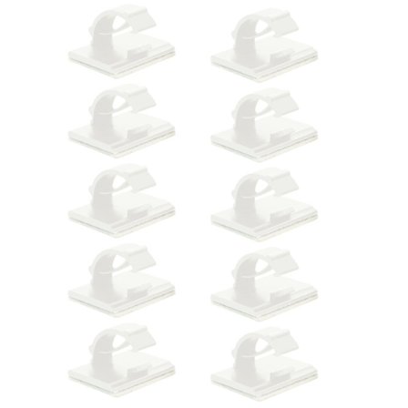 10st Kabelklämma Självhäftande Trådklämma Fästorganisatör Fästspänne Montering Skrivbordslinje Vit Svart